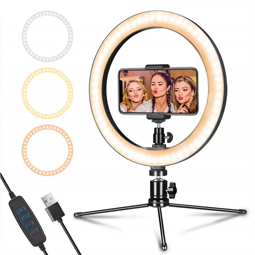 16 26cm LED Ring Light with Tripod Stand Phone Holder 6/10 inch Makeup Lamp for YouTube Video Photography Fill | Электроника