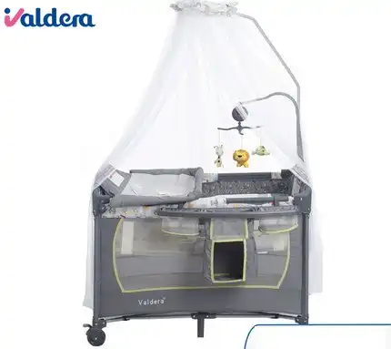 light gray baby crib