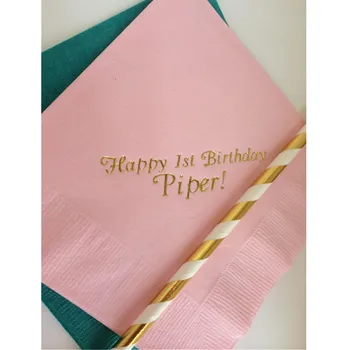 

Custom text Luncheon Avail! Napkins 1st Birthday Party Personalized Cocktail Beverage Paper Party Monogram Gold Foil Napkins