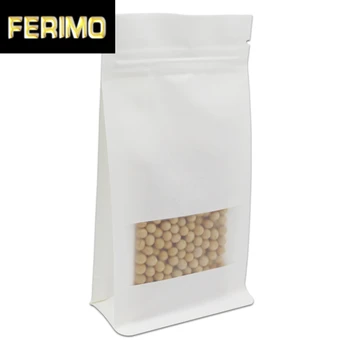 

20Pcs/ Lot White Kraft Paper Stand Up Food Storage Zip Lock Self Sealable Package Bag Zip Lock Pouches With Matte Clear Window