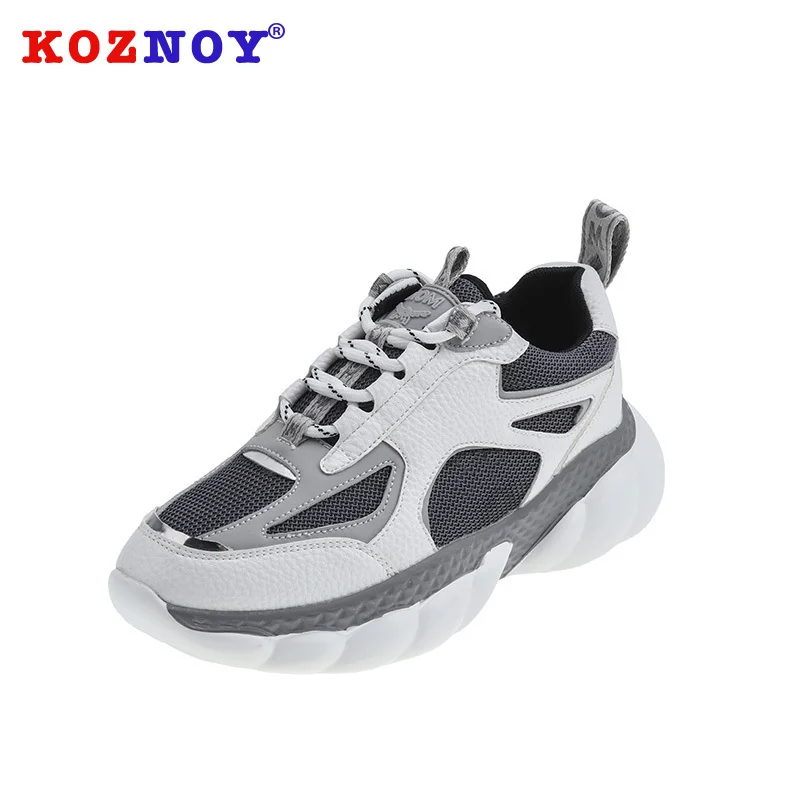 

Koznoy Sneakers Women Fashion Autumn Dropshipping Muffin Bottom Sewing Thick Bottom Breathable Round Toe Leisure Women Shoes