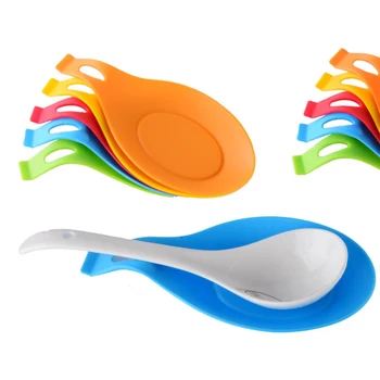 

Food Grade Silicone Spoon Rest Flexible Almond-Shaped Silicone Kitchen Utensil Rest Ladle Spoon Holder Kitchen tools Accessories