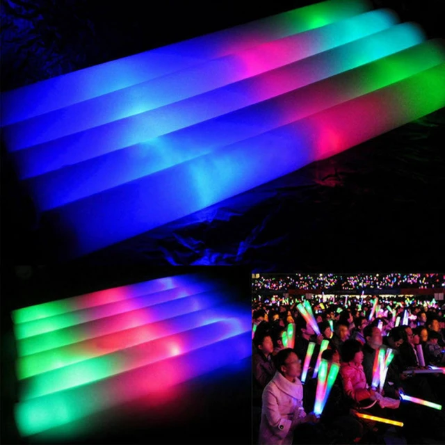 LED Foam Sticks Flashing Glow Sticks Party Supplies Light Up Batons Wands Glow in The Dark for Wedding Party Raves Concert, Adult Unisex, Size: One