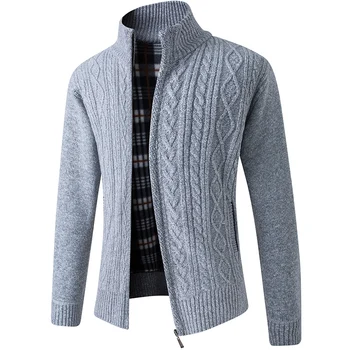 Men's Straight Collar Zipper Cardigan