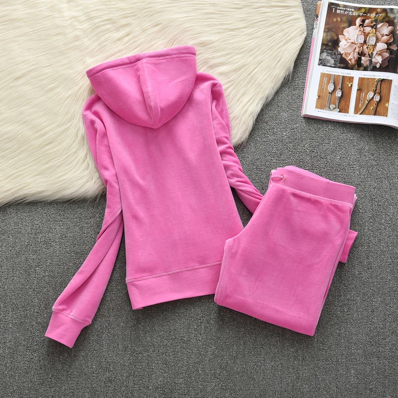 Women Tracksuit Velvet Sweatshirts And Sweatpants 2 Piece Sets Womens Outfits Casual Solid Sports Suit Jogger Workout Clothing 2
