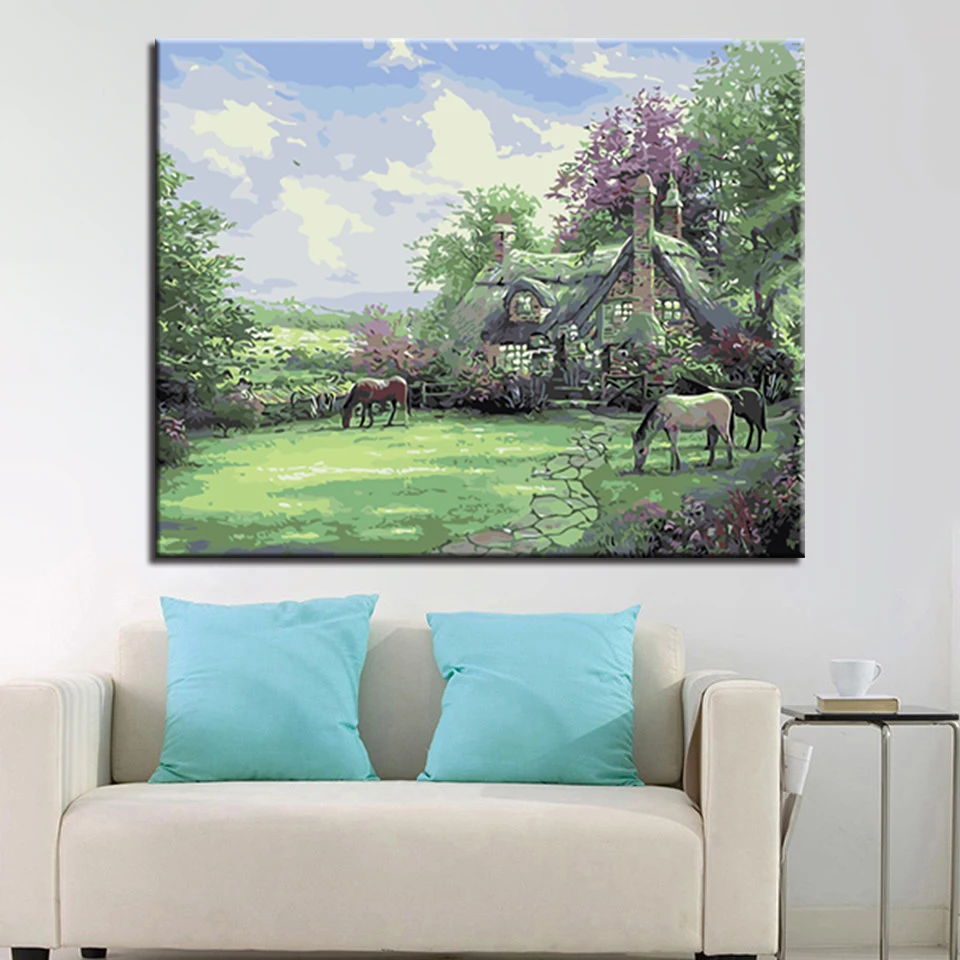 

Forest House DIY Painting By Numbers Kit Landscape Acrylic Paint By Numbers For Adults Unique Gift Home Decors Art