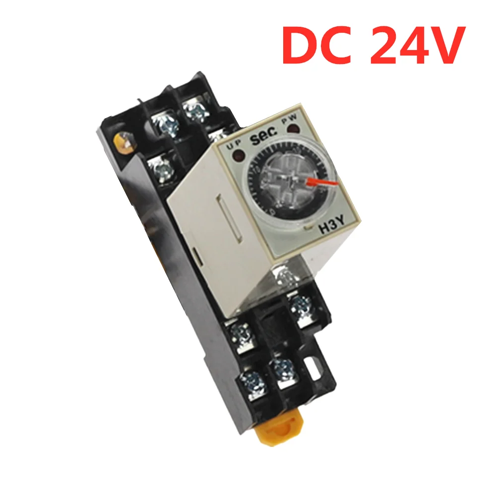 Поворотная ручка DPDT 1S/5S/10S/30S/60S/3M/5M/10M/30M таймер реле времени DC 24V H3Y 2 с гнездом|Реле| |