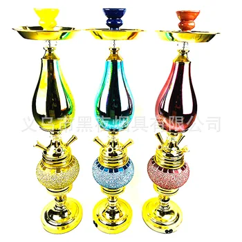 

1 Set Four Pipe Hose Arabian Hookah Shisha Set with Lamp Electric Charging Style Up and Down Double Lamp Hookah Gift Item