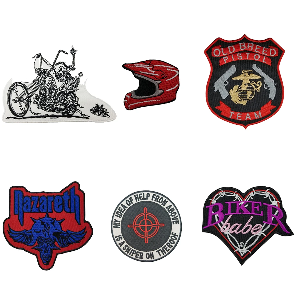 Шлем старая порода пистолет Назарет вышивка патч для одежды аппликация мотоцикл