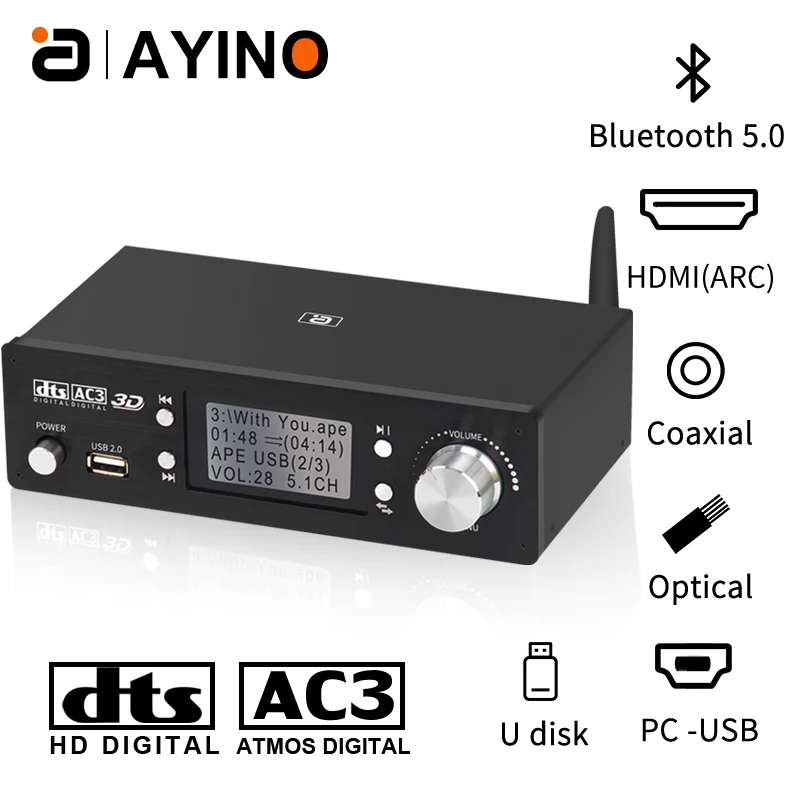HD920 5.1CH аудио декодер Bluetooth 5 0 приемник DAC DTS AC3 Dolby атмосферs 4K HDMI экстрактор
