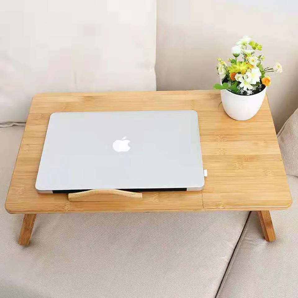  Adjustable Bamboo Laptop Desk and Bed Tray Table Rack Shelf Dormitory Tilting Surface for Computer 