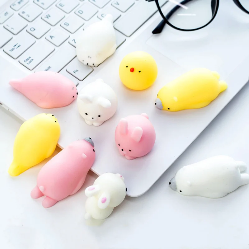 

8pcs/lot Mini Cute Mochi Squishy Panda Bear Rabbit Pig Squeeze Toys Stress Relief Toy Gift for Friends