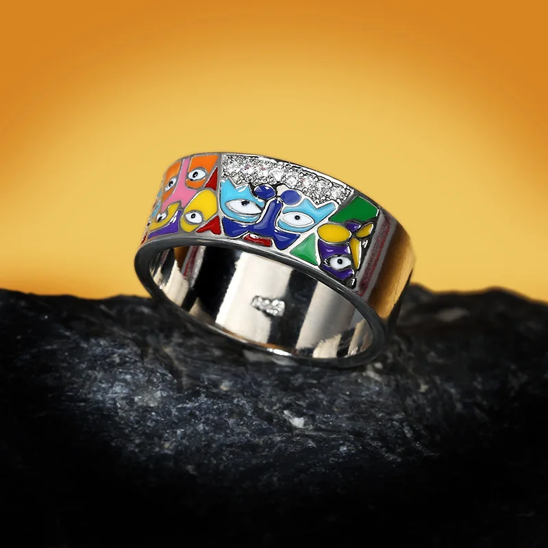 Handmade enamel unique ring