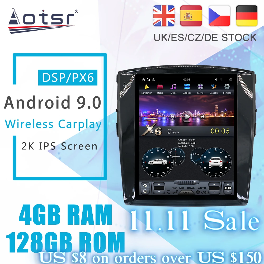 Tesla style Android 9 car GPS navigation for Mitsubishi Pajero 4 V97 V93 Shogun Montero 2006+ auto radio head unit tape recorder
