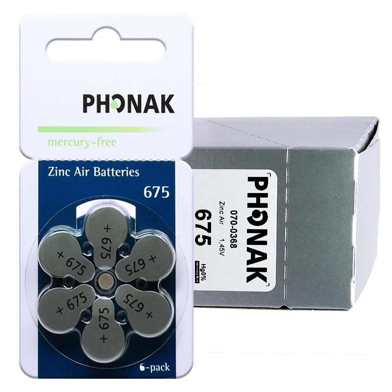 60 шт. батареи для слухового аппарата Phonak 675 a675 p675 pr44 высокомощных слуховых