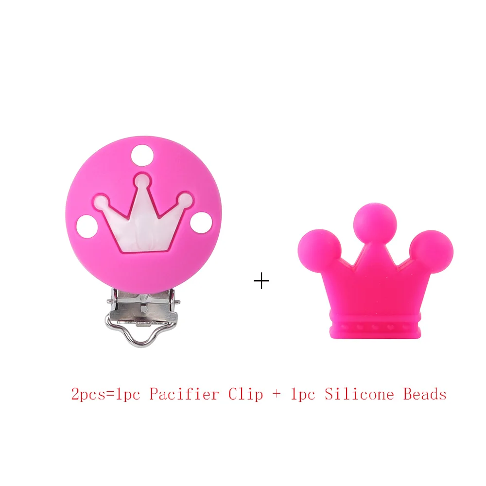 Clip and Beads C 2 шт. Корона силиконовые бусины клипсы для соски сделай своими ругами слингобусы игрушки Детские Силиконовые Прорезыватели аксессуары ниппель для клипа застежки - Цвет: Clip and Beads C