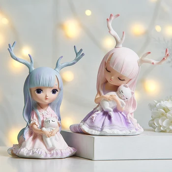 

Cute Angel Girl Figurines Fairy Garden Miniatures Resin Ornaments Creative Home Decoration Accessories Birthday Gift Room Decor