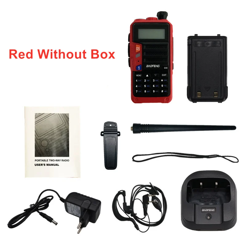 Red Without Box Комплект из двух-передающая радиоустановка Baofeng UV 5R Pro 8 Вт Мощность радио Comunicador двухдиапазонный УКВ иди и болтай Walkie Talkie “иди и UV-5R обновления CB Любительское радио - Цвет: Red Without Box