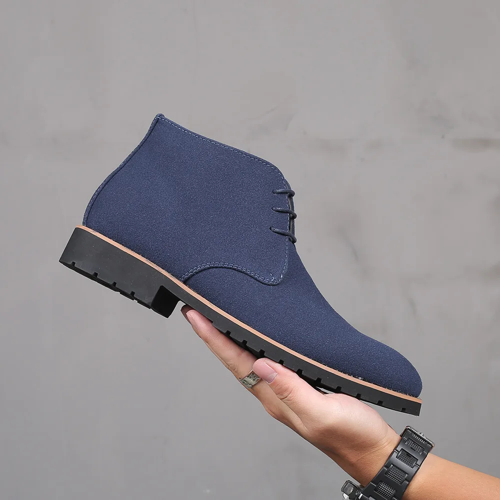 

Autumn Men's Women's Pointed-Toe Casual Men's Leather Boot Lace up Front Low Heel Large Size Martin Boots Dull Polish MEN'S SHOE
