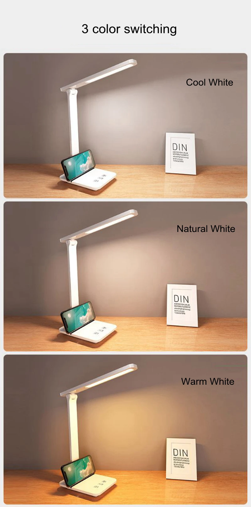 Lâmpada de Mesa Proteção para os Olhos Toque Escurecimento Leitura Trabalho Recharageable 3 Cores Led Usb 1 Led usb toque escurecimento lâmpada de mesa