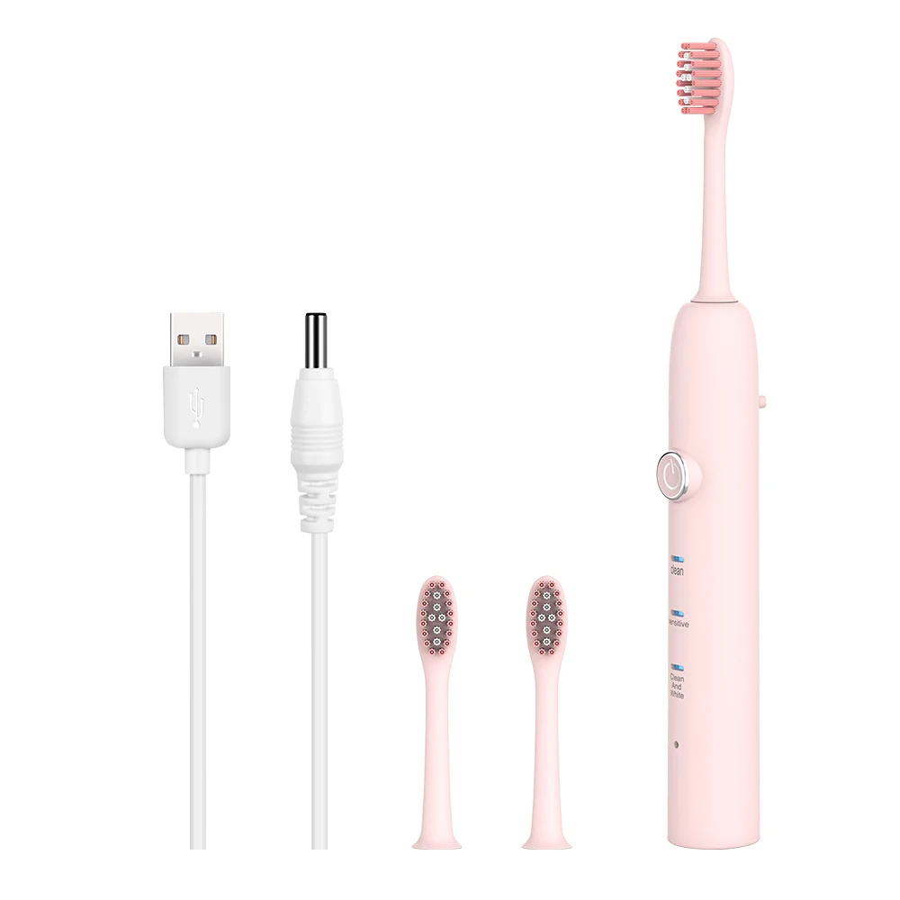 AZDENT, новинка, Индуктивная USB перезаряжаемая электрическая зубная щетка, 3 режима, ультразвуковая зубная щетка, 3 сменные головки DuPont, водонепроницаемая