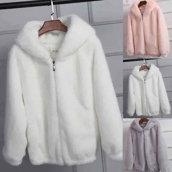 

High Fashion Women's Coats Winter Warm Thick Coat Solid Caps Hooded Wool Jacket Cardigan Loose Coat Ladies Jackets giacca donna