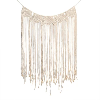 

Macrame Living Room Wall Hanging Tapestry Beige Large Curtain Backdrop Window Home Decoration Cotton Rope Wedding Woven