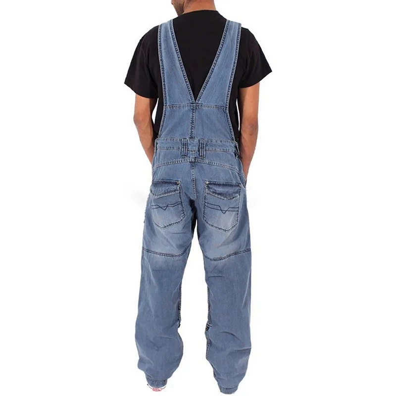 Buy SHUJIN Europe The United States Tide Brand Hip Hop Piece Denim Overalls Men Japanese Retro Loose Plus Size Tooling Suspenders