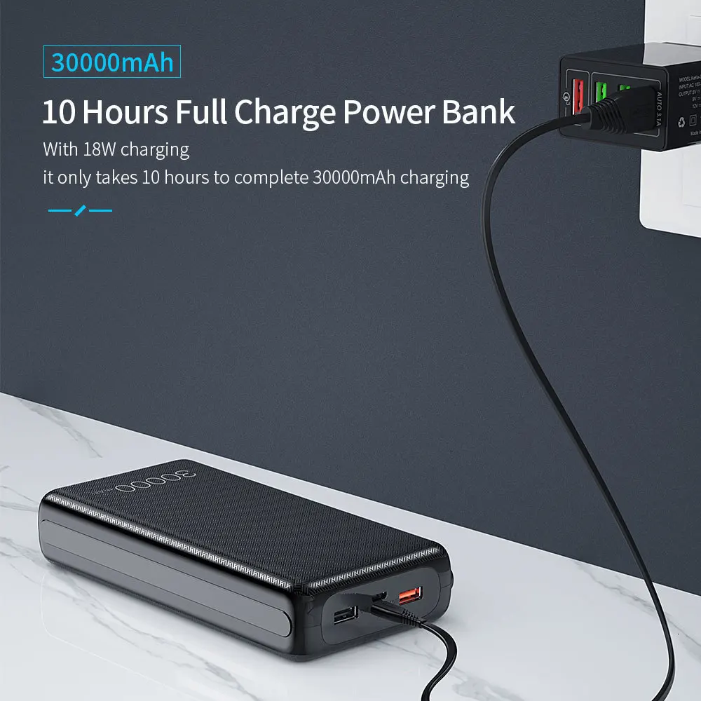 Essager, 30000 мА/ч, зарядное устройство, быстрая зарядка, 3,0 PD, USB C, 30000 мА/ч, зарядное устройство для Xiaomi Mi, iPhone, портативное Внешнее зарядное устройство