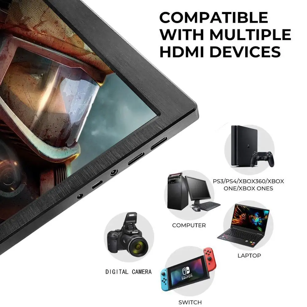 11,6 дюймов HD lcd маленький портативный монитор с кожаный чехол, 1920x1080 мини игровой монитор для Windows 7 8 10 PS4 Raspberry Pi B