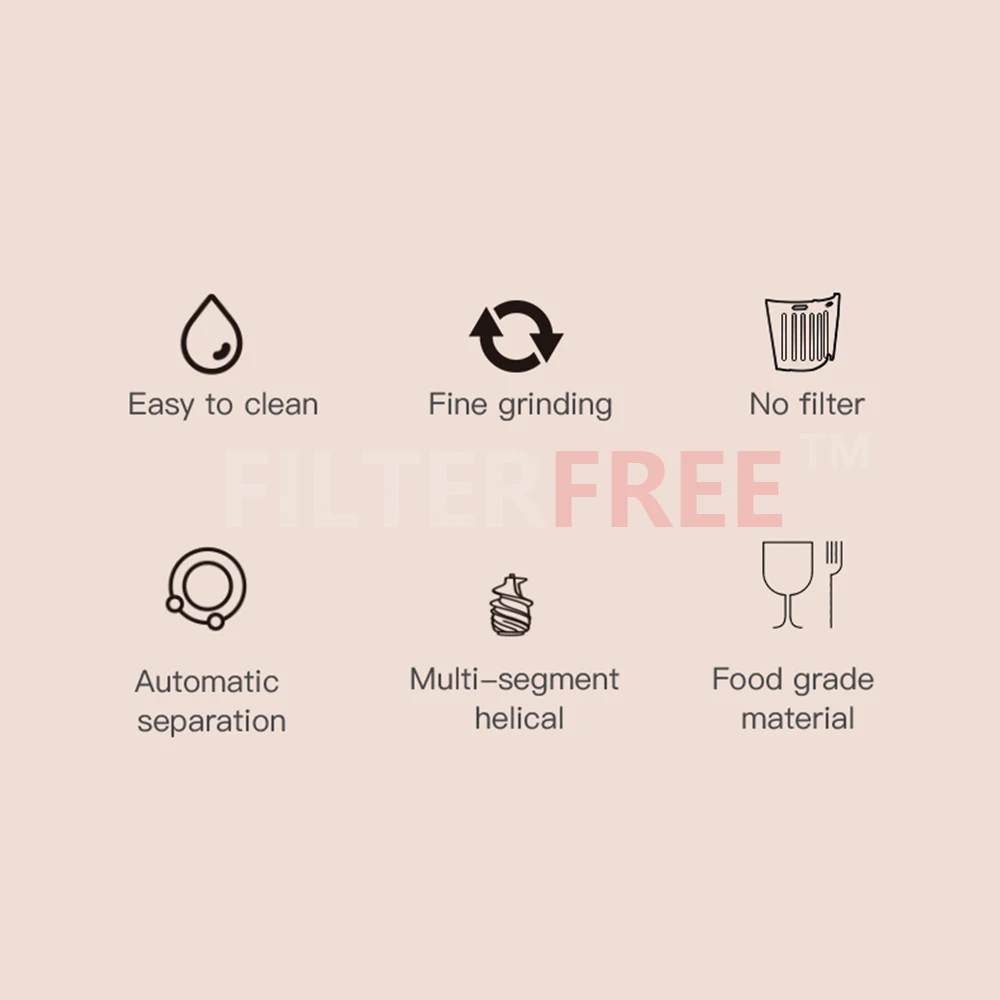 MIUI Slow juicer Cold press juicer Multi-segment helical masticating juice extractor Mini-FilterFree patented Deft Smart Strip