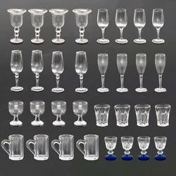 Maison de poupée 1/12, accessoires miniatures, Mini verre à vin en résine, Simulation de gobelet, modèle jouets, décoration, 4 pièces 