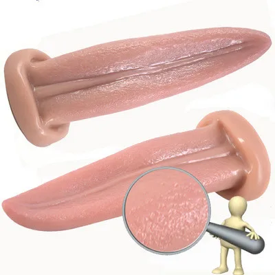 Анальная пробка реалистичный язык g-spot стимулирует цвет кожи секс-игрушки