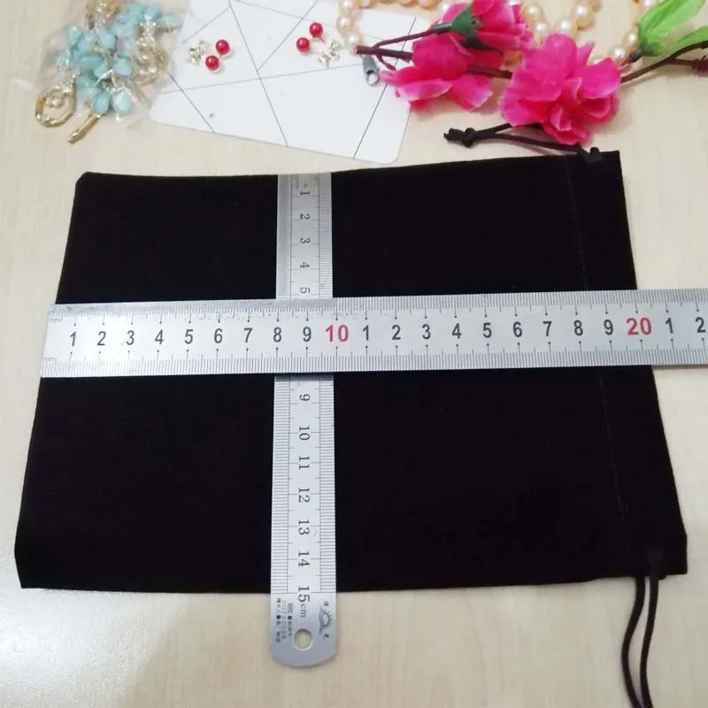 100 шт./лот 9 размер черные ювелирные изделия Бархатные подарочные сумочки для ювелирных изделий косметическая упаковка сумки новые бархатные сумки на шнурках