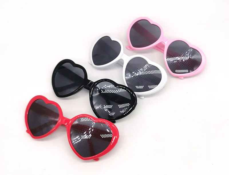 big square sunglasses Love Heart Shape Sunglasses Women PC Frame Light Change Love Heart Lens Colorful Sun Glasses Female Red Pink Shades Magic oversized square sunglasses