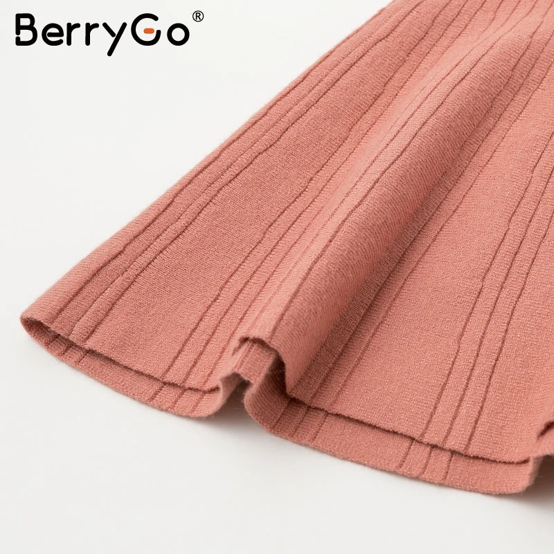 BerryGo, трикотажная облегающая юбка миди, женская элегантная Офисная Женская одежда для работы, юбка с оборками, Русалка, Женская Осенняя зимняя длинная юбка