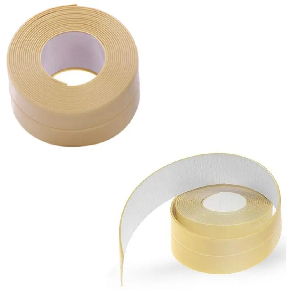 38mm*3.2m Caulk Strip PE Self Adhesive Sealant Tape Waterproof Mildewproof Trimmer Tub Kitchen Toilet Wall Corner Edge Bathroom - Цвет: Beige 2 Pack