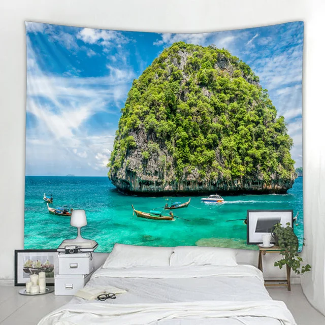 Tapisserie de plage tropicale nordique Mandala tenture murale Hippie décoration de chambre tapisserie psychédélique tapisserie bohème, 6 tailles 3