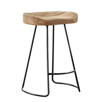 

Modern Simple Solid Wood Iron Bar Chair American Retro Bar Chair High Chair Bar Stool Front Desk Chair Coffee Chair