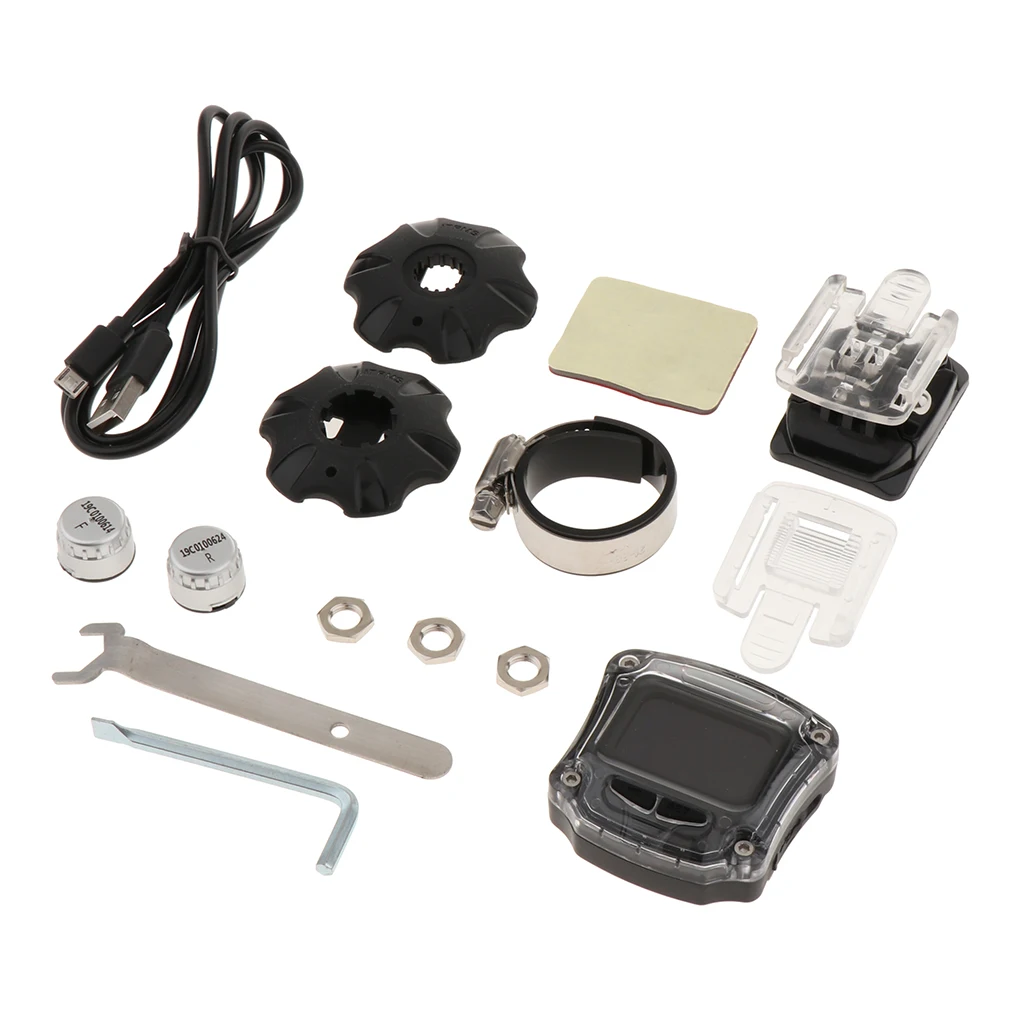 

Wireless Motorcycle Waterproof TPMS Real-time Tire Tyre Pressure Monitor System + 2 External Sensors (White)