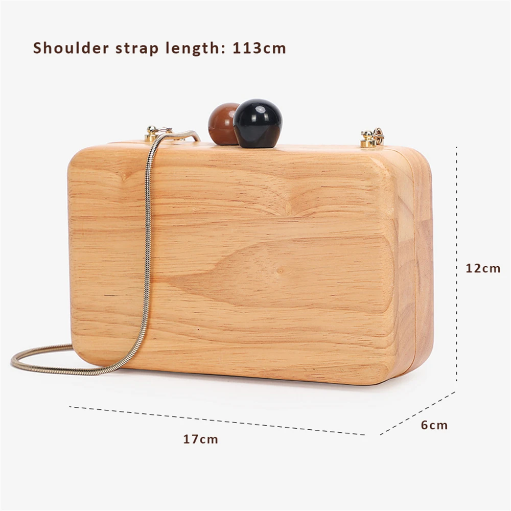 Модные деревянные цепочки с прямоугольными звеньями сумка с шариками застежки через плечо мини Сумочка через плечо квадратный телефон кошелек ручной работы маленькие сумки Клатчи