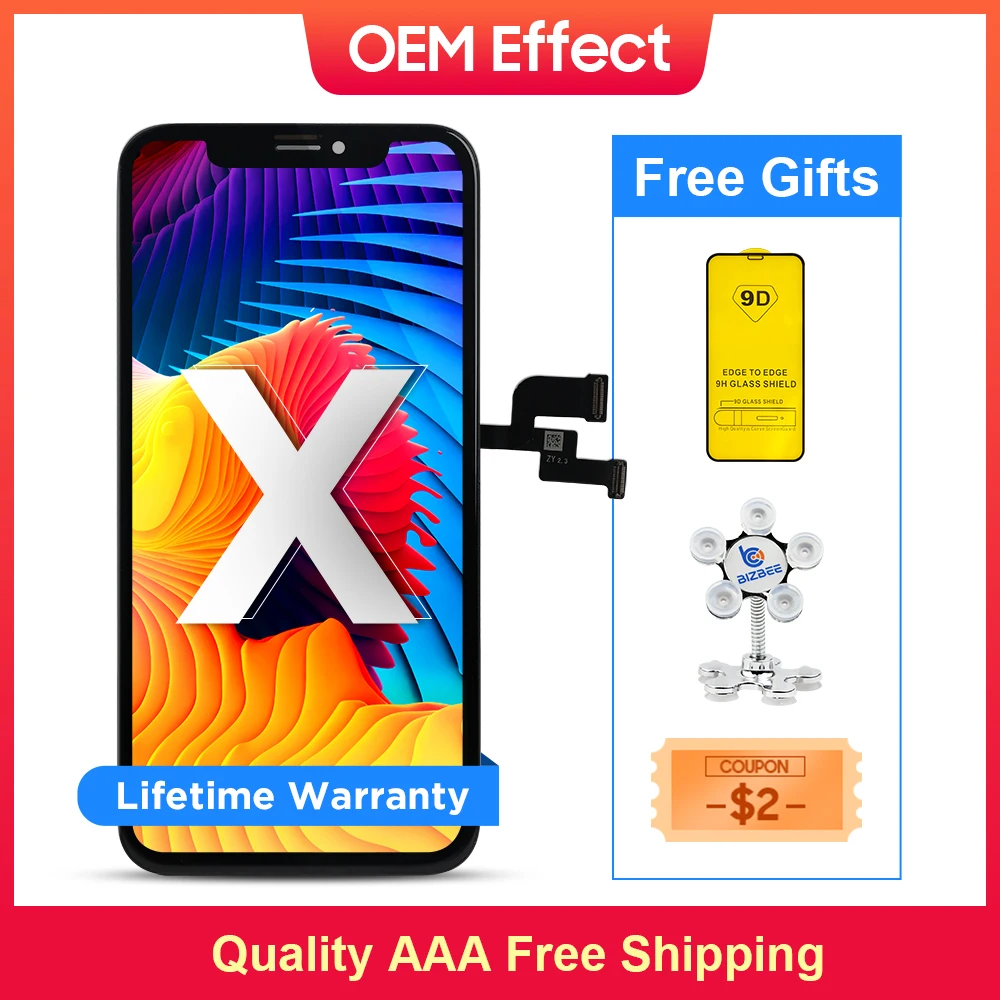 ЖК дисплей BIZBEE для iphone X OLED XS MAX XR TFT Incell с 3D сенсорным дигитайзером в сборе без
