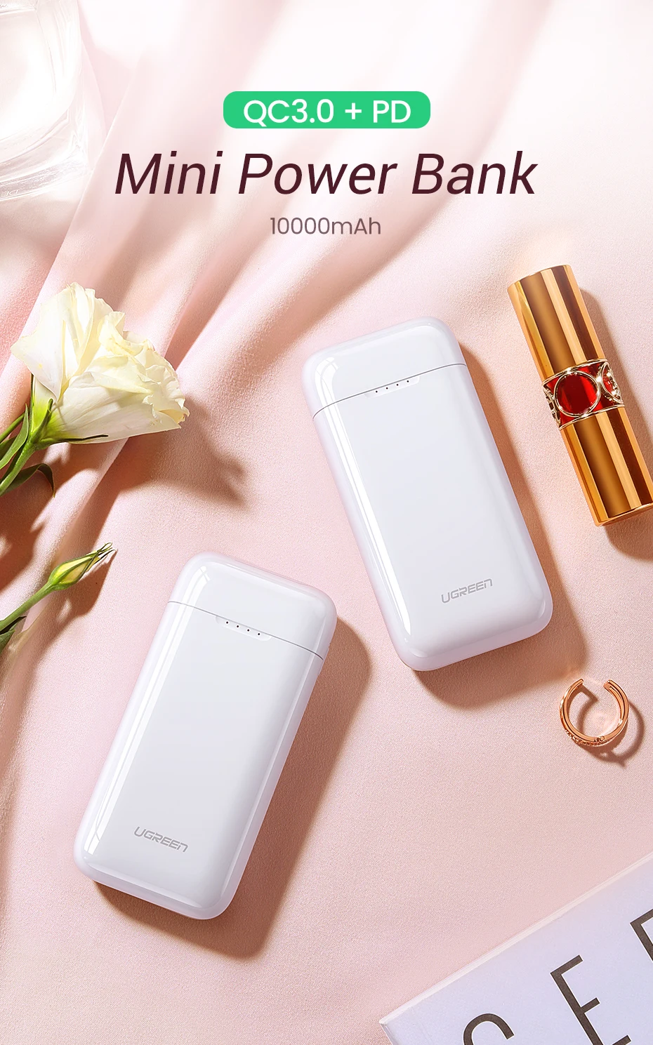 Ugreen power Bank 10000 мАч Портативная зарядка Быстрая зарядка 3,0 PD зарядное устройство для телефона Внешняя батарея зарядное устройство для телефона повербанк