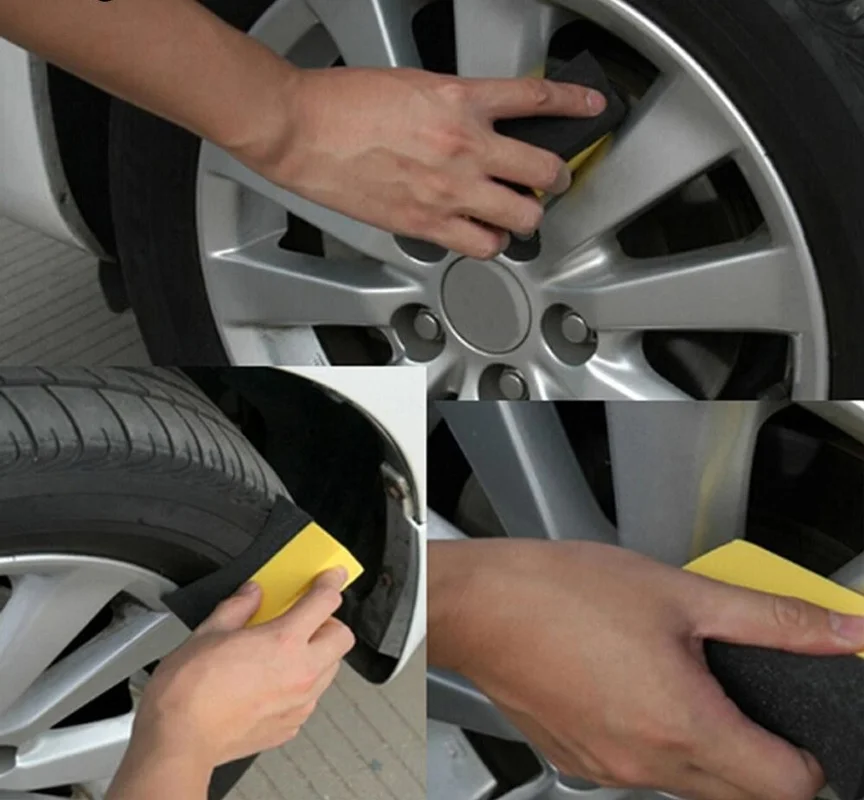2Pcs Car Tire Cleaning Sponge Wheel Tyre Pad Wash Brush Sponge Tool Dressing Waxing Polishing Auto Accessories