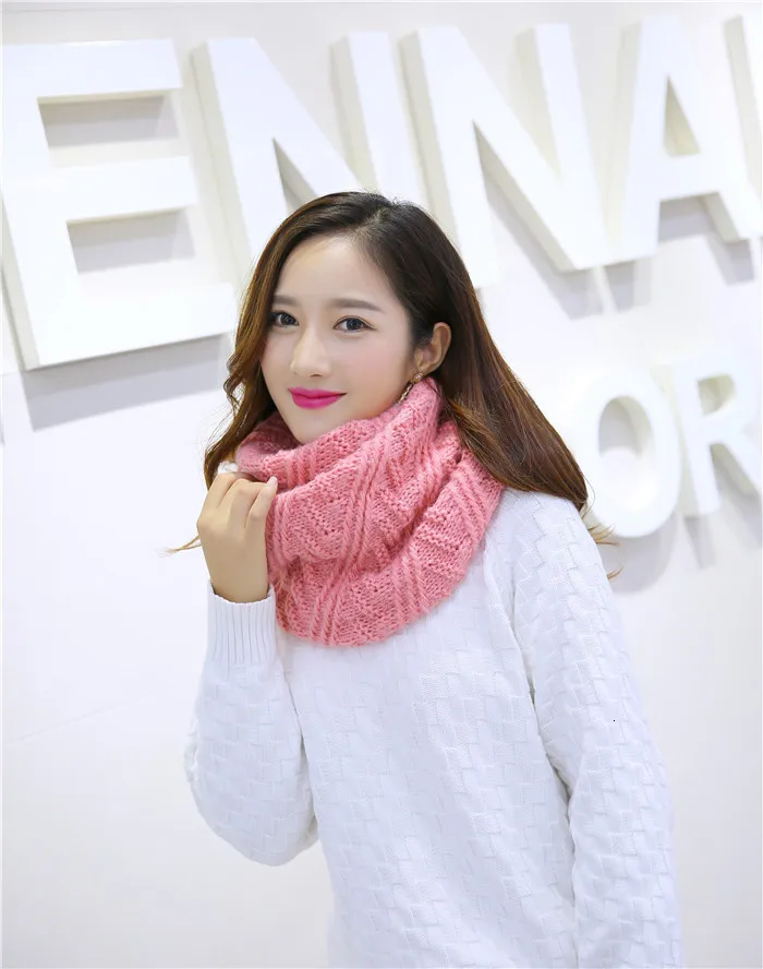 Модный женский вязанный шарф из пашмины зимний сохраняющий тепло кашемировый мягкий шарф платок вязаная одежда корейский стиль кольца шарфы