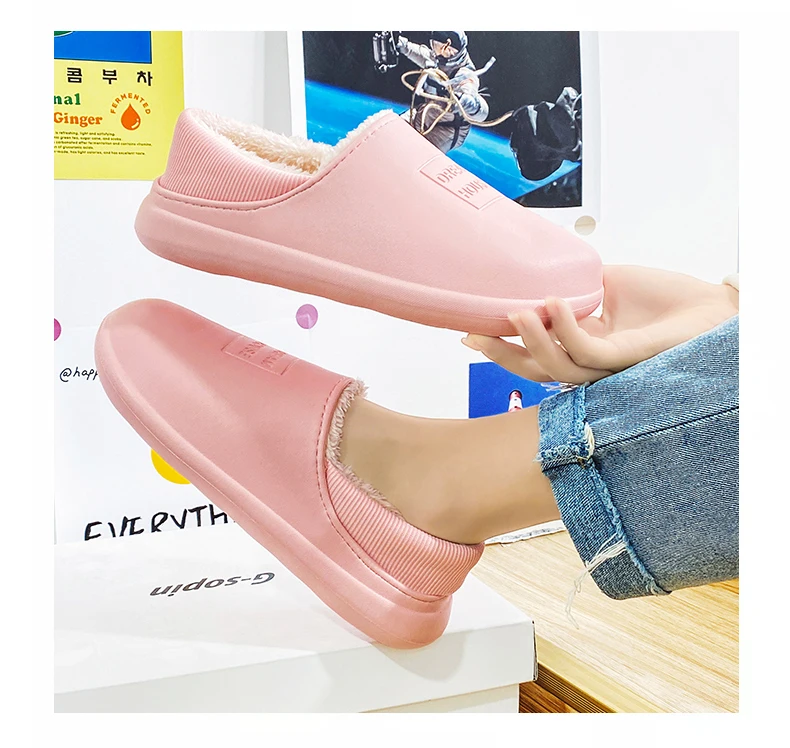 Men's Home Clogs 2021 New Winter Comfortable Slippers Plush Lining Shoes Soft Woman House Warm Clogs High Quality waterproof