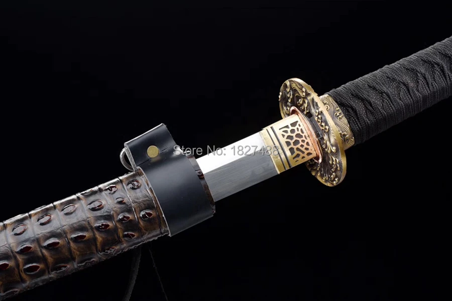 Leather Saya Japanese Samurai Sword Katana Full Tang T10 Steel Clay Tempered Blade Very Sharp Handmade Battle Knife Saber