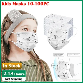 

10-100PC Children's Anti-stof Veilig Ademend Disposable Face Mask Foggy Haze 3Ply Ear Loop Cartoon Mouth Cover Mask Daily Care