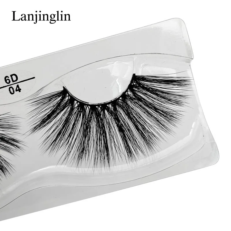 LANJINGLIN 25 мм норковые ресницы Мягкие Длинные Накладные ресницы 3D крест драматические ресницы пушистые тонкие ручной работы макияж искусственные cilios