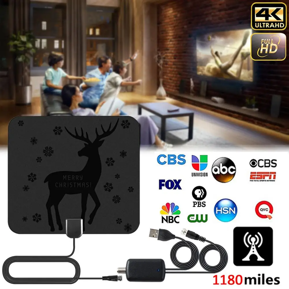 1180 миля антенна ТВ цифровая 4K 1080P Цифровая HDTV сигнал Приемник усилитель 25 dBi